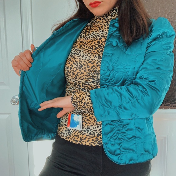 Vintage Quilted Teal Jacket - Picture 4 of 4